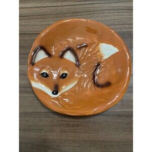 Ceramic Earthenware 8 Inch Fox Plates By GANZ 3D Food Safe & Decorative EUC